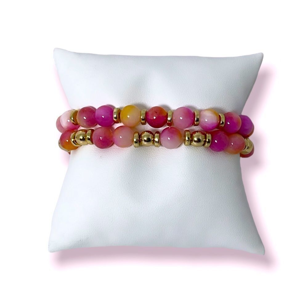 NWT Wool + Pepper Co. Pink Sorbet & Gold Bracelet Stack